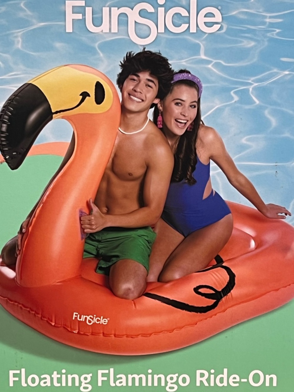 Funsicle 2-person Floating FLAMINGO Ride-On Pool/Beach/Lake Float 64” Large NEW